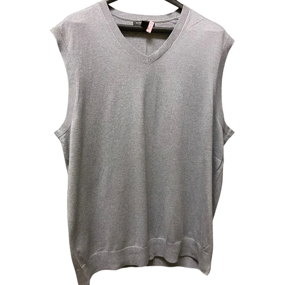 Banana Republic Luxury Blend Men’s Vest Gray Size XL Silk Cashmere Classic Work